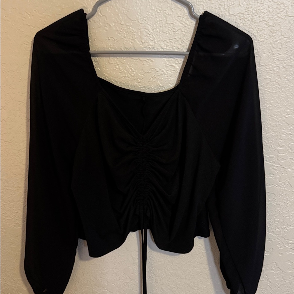 Elegant Black Ruched Blouse